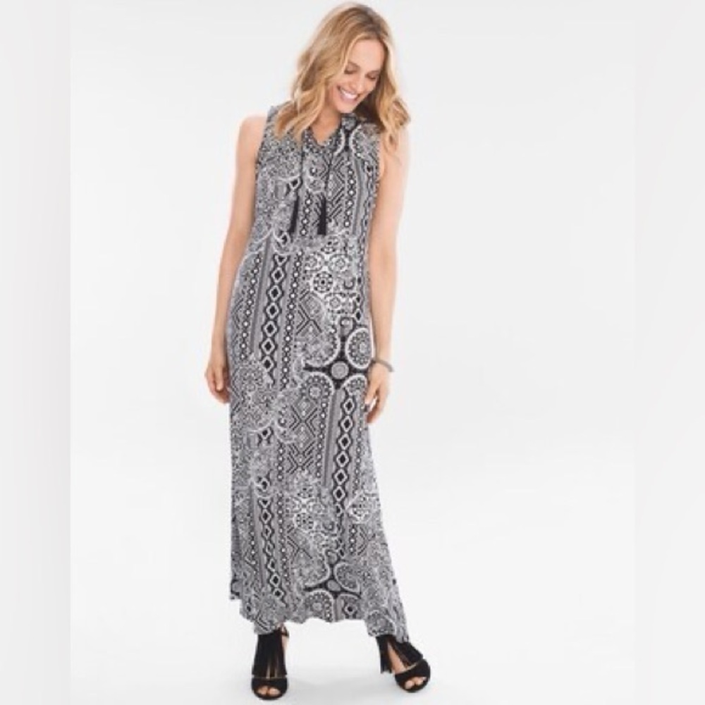 Chico's Monochrome Geometric Maxi Dress - Picture 7 of 8